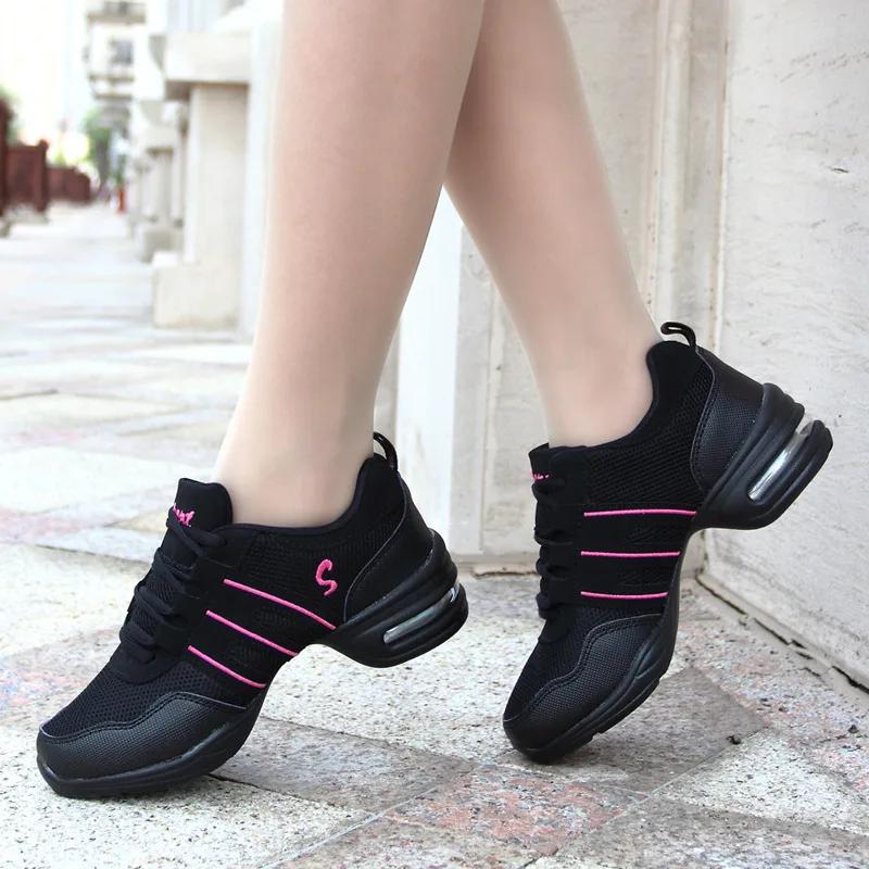 Fashion Mesh Jazz Shoe Woman Ladies Modern Soft Outsole Dance Sneakers Breathable Lightweight Woman Dancing Fitness Shoes