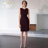 Red Angora Sleeveless Dress Suit: Slimming Professional Ladies Workwear for Spring & Autumn
