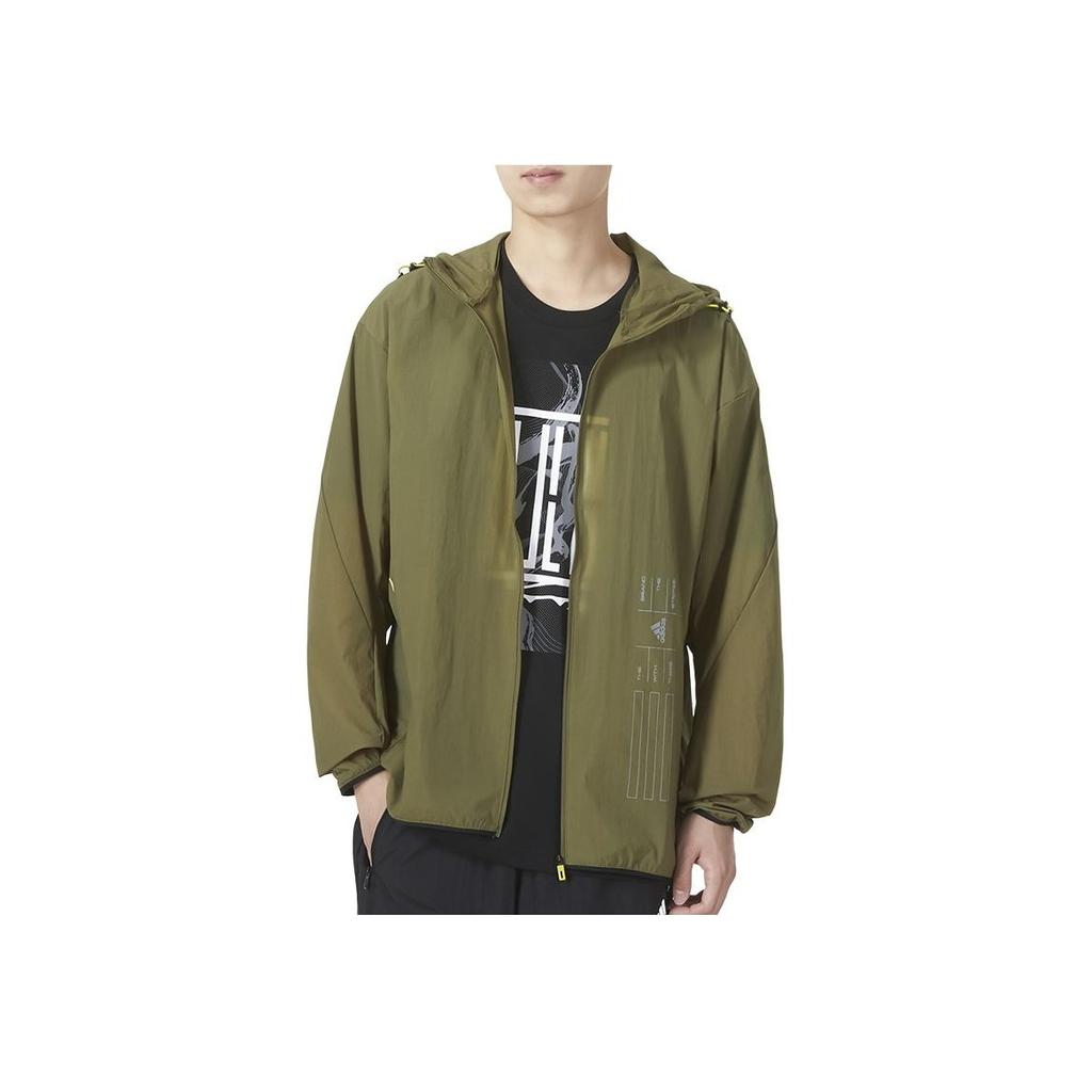 Adidas Th Lite Wvjk Solid Color Sports Hooded Jacket Men Outerwear Deep-Olive-Green HE9916