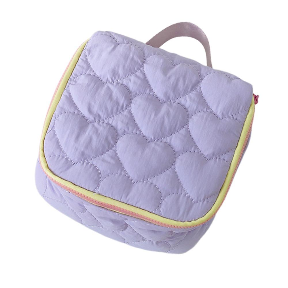 

Sweet Large Capacity Makeup Bag Cosmetics Organizer Portable Cosmetic Bag Cute Love Handbag Travel фиолетовый
