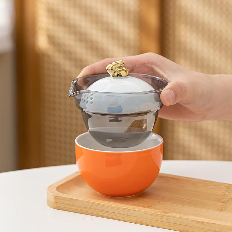 Floral Rabbit Chinese Tea Set