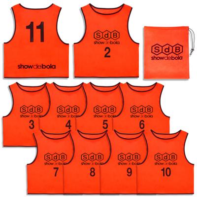 Show De Bola Soccer Bibs, 10-Piece Set (Numbers 2-11) SDB0005 (Orange, Junior Free Size (JF) (6100))