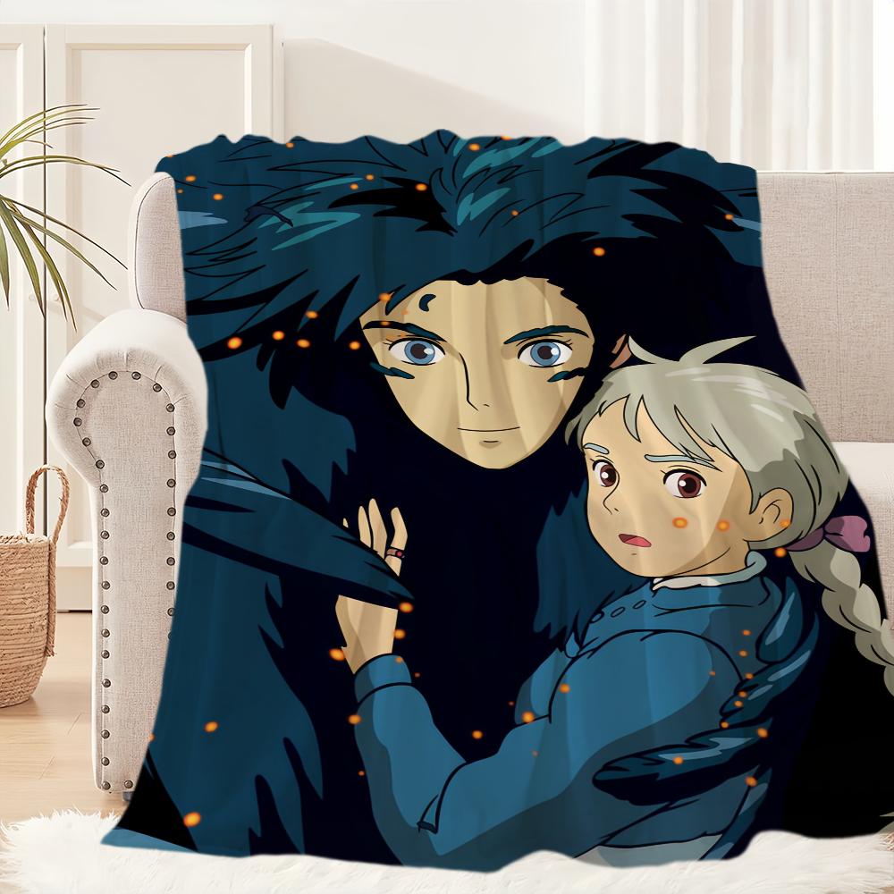 Anime Blanket Plush Nap Sofa rug for Living Room H-Howls M-Moving C-Castle Warm Office Bedroom Birthday Home Travel Kid Gifts
