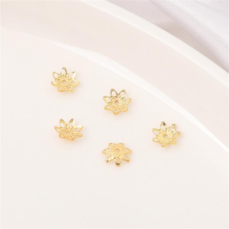 14K Gold Filled Flower Cap Bracelet DIY Jewelry Accessories with White Gold Beaded Spacers