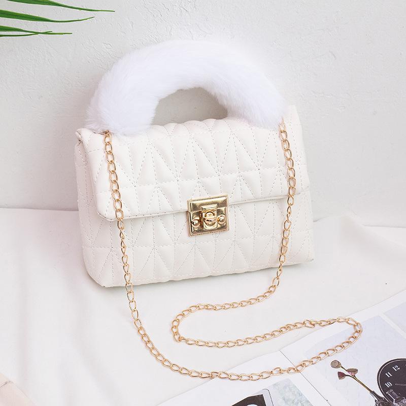 Plush Portable Small Square Bag, Fresh, Sweet and Fashionable Small Handbag.