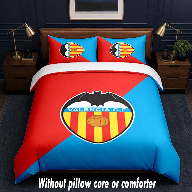 Valencia FC Design Bed Bedding Set 1 Duvet Cover + 2 Pillowcases Soft Breathable Household Bed Linens