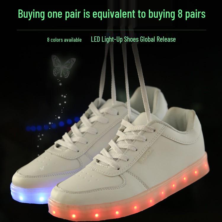Unisex LED Light-Up Low-Top Casual Sneakers for Dance and Sports