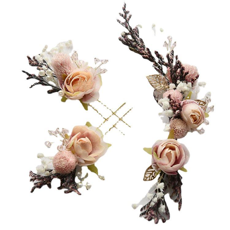 Handmade Lace Dried Flower Bridal Hair Accessories Set