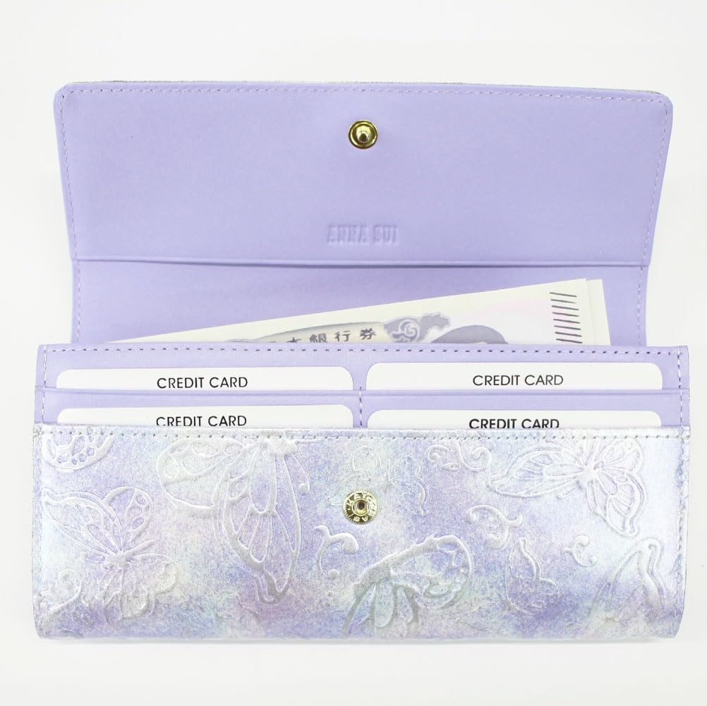 ANNA SUI Damen Langbörse im Antik-Stil mit Schlangenmotiv, Verschluss und Schmetterlingsdesign (Rosa) 316890