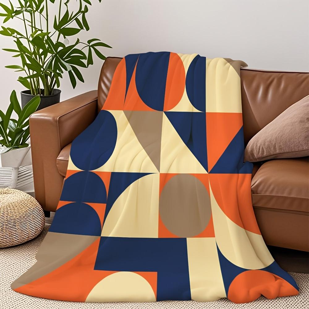 1 Modern Geometric Pattern Blanket, Made Of Polyester, Machine Washable, Suitable For Sofas, Beds, Camping, And Travel.