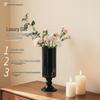 Vintage-Style Tall Black Porcelain Vase: Handmade French Retro Flower Ornament & Candleholder
