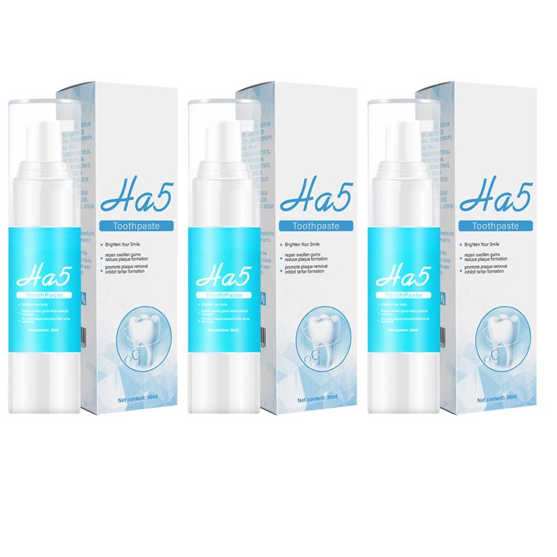 Le dentifrice à l'acide hyaluronique HA5 élimine efficacement les taches et les taches sur les dents.; Éclaircir les dents Renforce, protège et blanchit les dents sensibles
