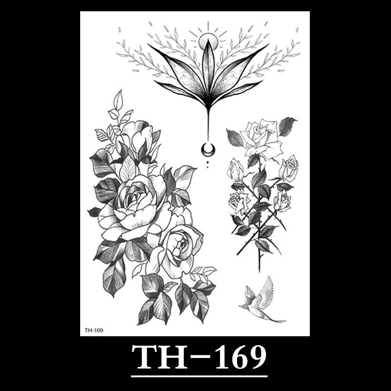 Flower Arm Tattoo Sticker, Half Arm Waterproof Tattoo Sticker, Sketch Line Tattoo Sticker Tattoo