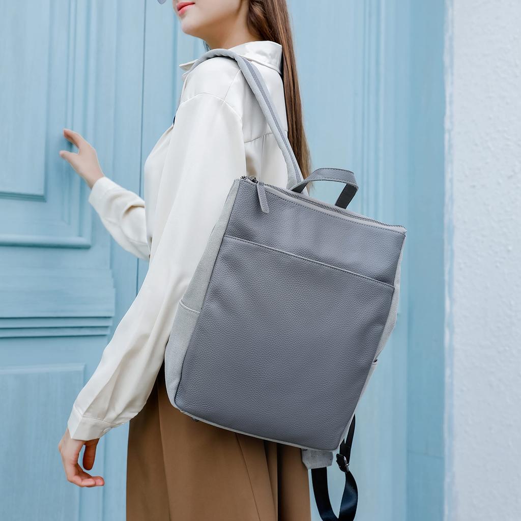 Rucksack aus Rindsleder x Canvas für den Arbeitsweg oder kompatibel mit A4 echtes Leder lässig 180927 [Guscio Leather] Hochwertige Frauen, leicht,