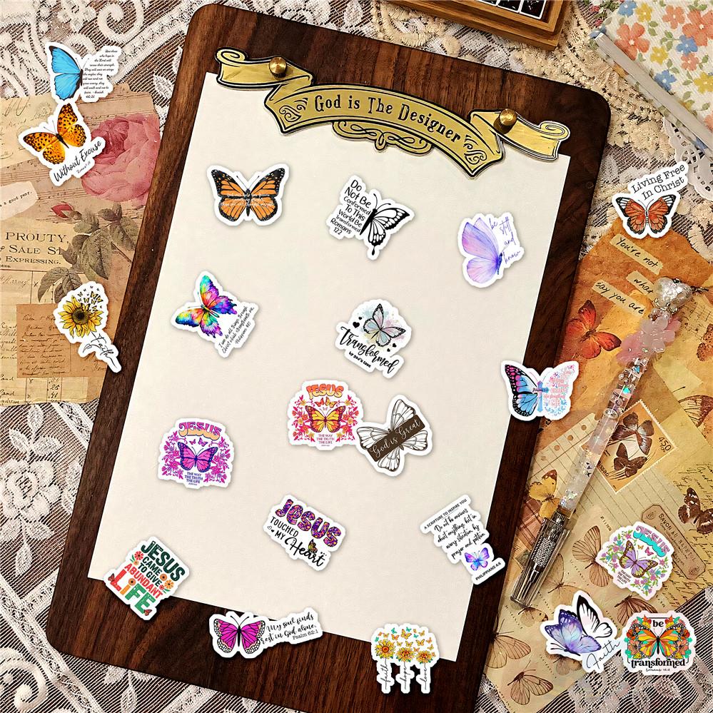 120Pcs/Set Butterfly Bible Phrase Mini Diary Manual Stickers DIY Scrapbooks Album Decor Decals Stickers