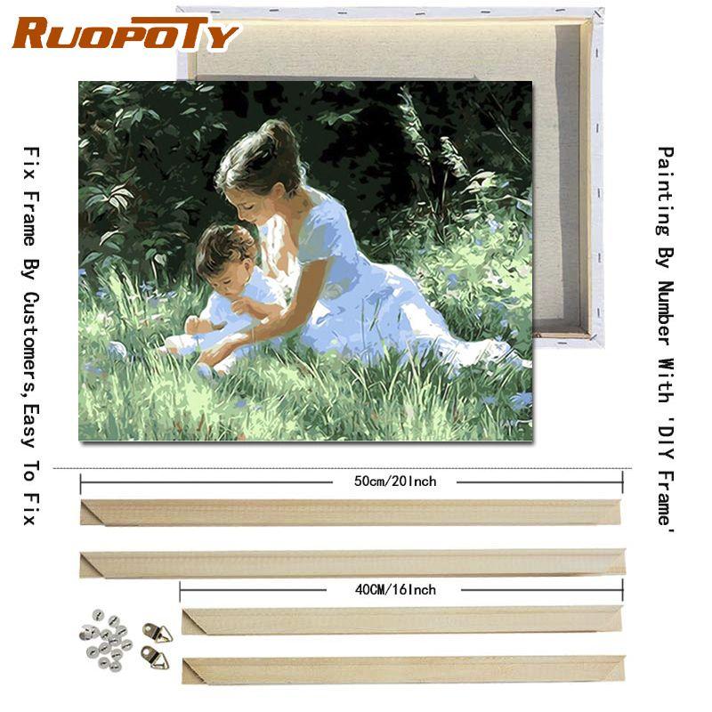 RUOPOTY DIY Frame DIY Painting By Numbers Figure Acrylic Picture By Numbers Handpainted Oil Painting Arts 40x50cm