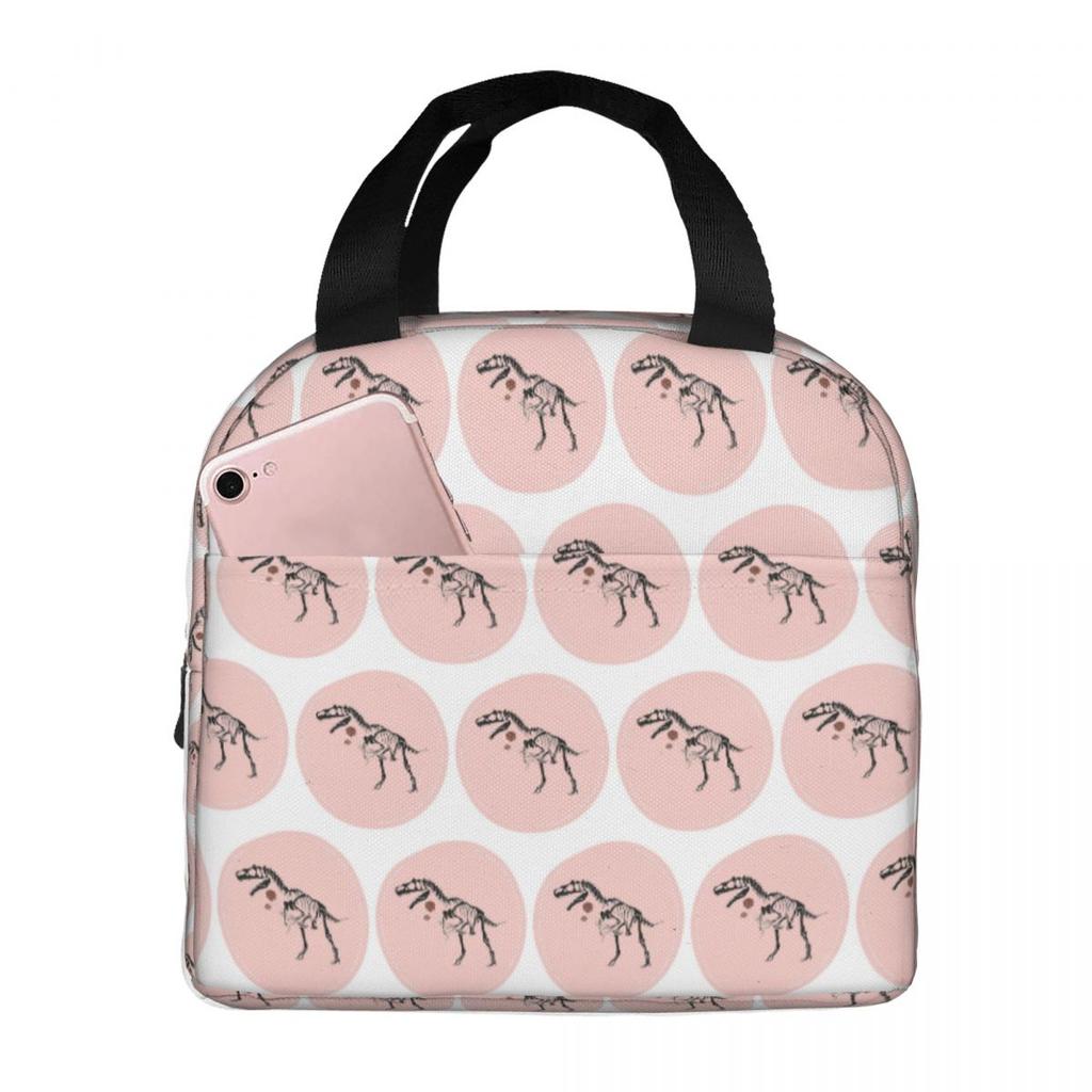 Pink Dinosaur Fossils Unearthed Insulated Lunch Bag for Women Office Cooler Thermal Food Box Tote Portable Lunch Boxes Container