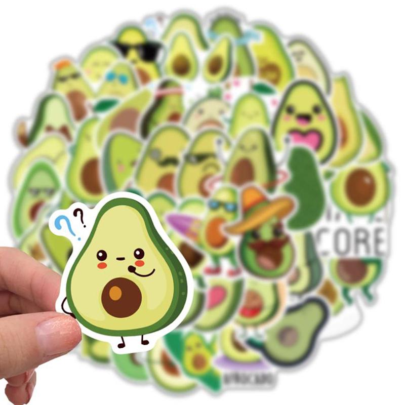 50Pcs Cartoon Avocado Stickers Guitar Suitcase Laptop Helmet Graffiti Sticker