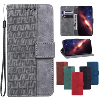 Geometrické embosované kožené pouzdro pro Samsung Galaxy S25Plus S24 S23 Ultra Kickstand Sloty na karty peněženky Pouzdro na knihu pro Galaxy A16 A06 A55 M35 M55
