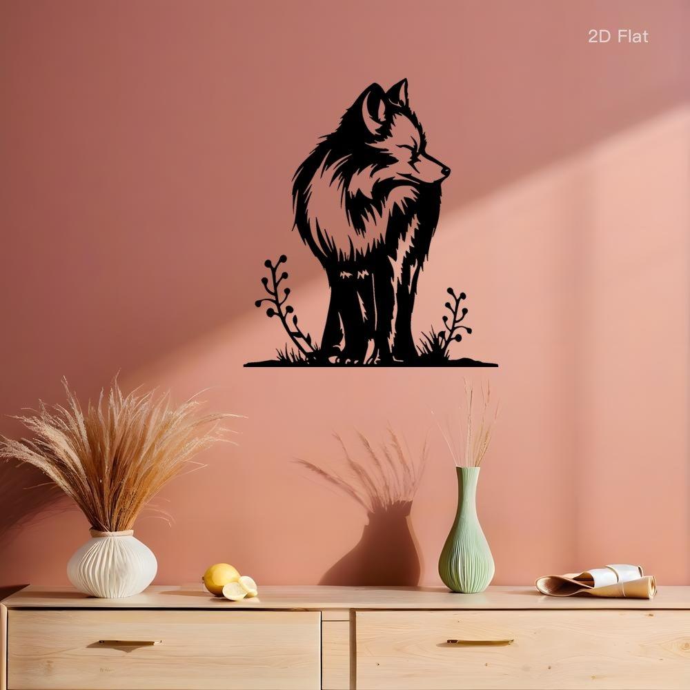 2D Wolf Head Metal Wall Art Laser Cut Iron Rustic Modern Decor Outdoor Home Wall Decor Ideal Gift