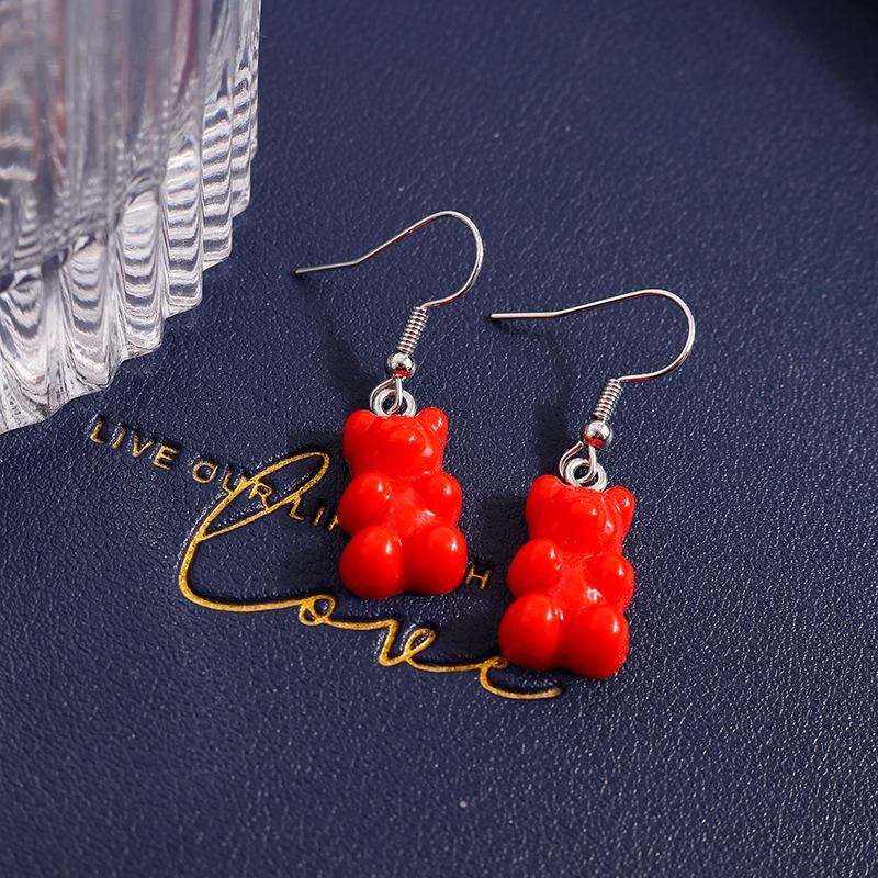 Cute Candy Color Gummy Bear Drop Earrings for Women Girls Handmade Kid's Party Jewelry Gift