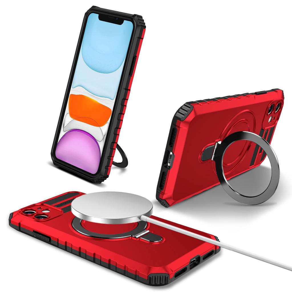 For iPhone 11 Case Kickstand PC+TPU Phone Cover Compatible with MagSafe