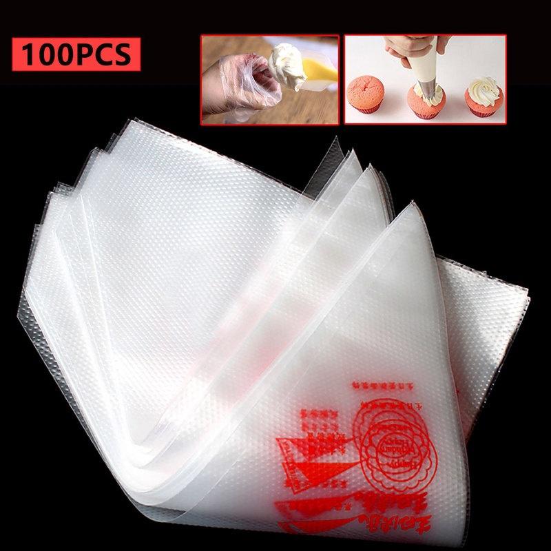 New 100Pcs/Pack 3 Size Disposable Piping Bag Icing Fondant Cake Cream Decorating Pastry Tip Tool