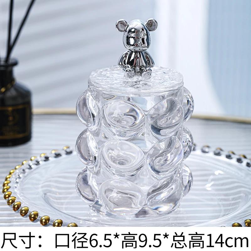 Acrylic Cover Glass Storage Jar Ornaments Transparent Floss Box Storage Bottle Cotton Swabs Storage Ornaments Home Decoration