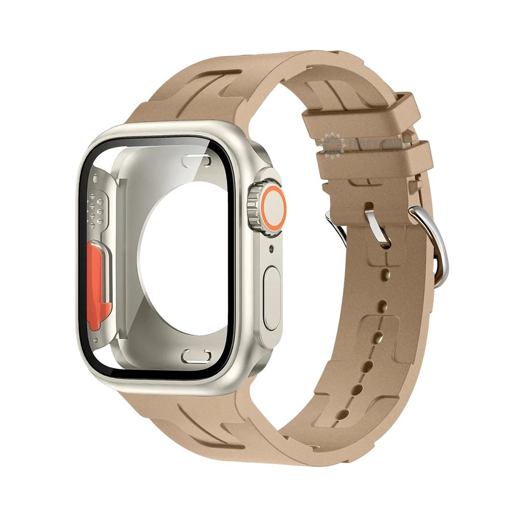 Original Silicone Band &Change To Ultra Case For Apple Watch 9 8 7 6 SE 5 4 Strap For iWatch Series 44mm 45mm 42mm 41mm Bracelet