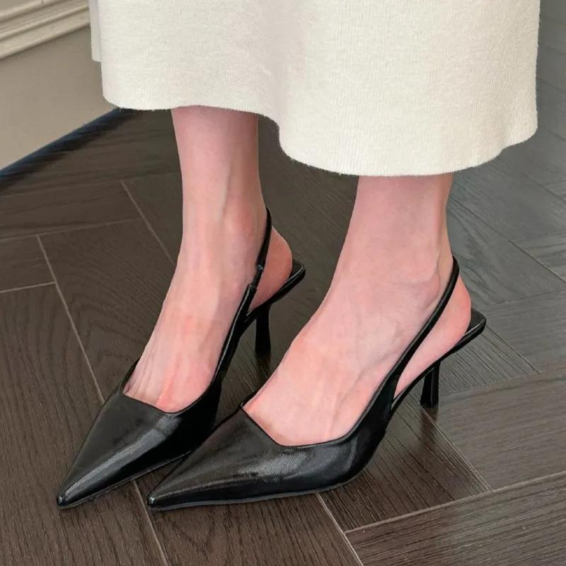 New Women's Sandals Pointed Toe Slingbacks Gold High Heels Dress Shoes Silver Pumps  Summer Wedding Shoe  Mujer