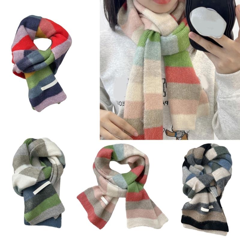 Vibrant Rainbow Striped Scarf Soft Wool Blend Winter Accessory For Women Men Cosy And Stylish All Purpose Unisex Design