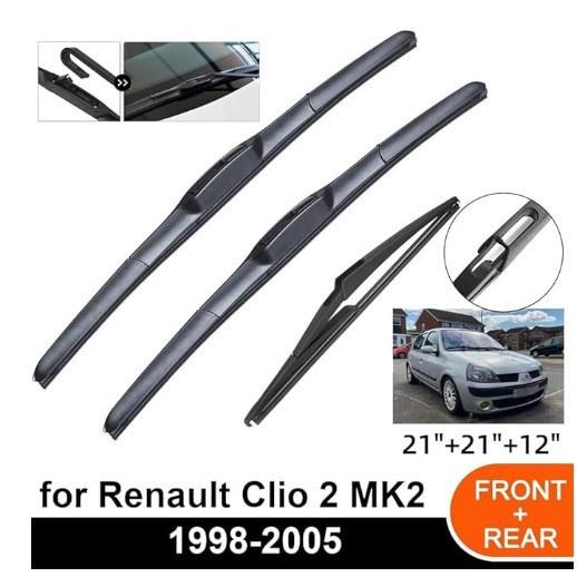 For Renault Clio 2 MK2 1998-2005 21 + 21 + 12 Front and rear wipers Wipers