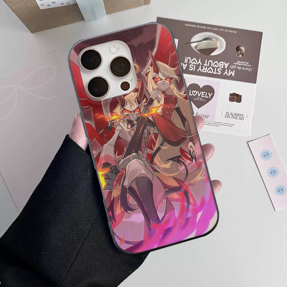 

H-Hazbin H-Отель Чехол для телефона с гофрированной полосой Для iPhone 17 16 15 14 13 12 11 Pro Max Plus Pro Ударопрочный чехол iPhone 15 pro