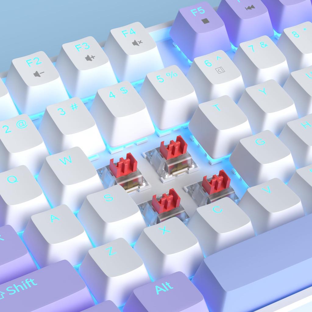 MageGee MK-Star Wired Mechanical Keyboard, Gaming, Pink, Purple, Red Switches (Purple White (Red Switches))