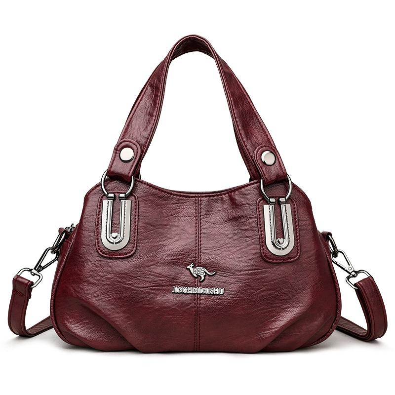 Fashion Vintage Leather Handbag Large Capacity Women's Crossbody Bag Middle-aged Women's Shoulder Bag for Daily Work Shopping and Socializing