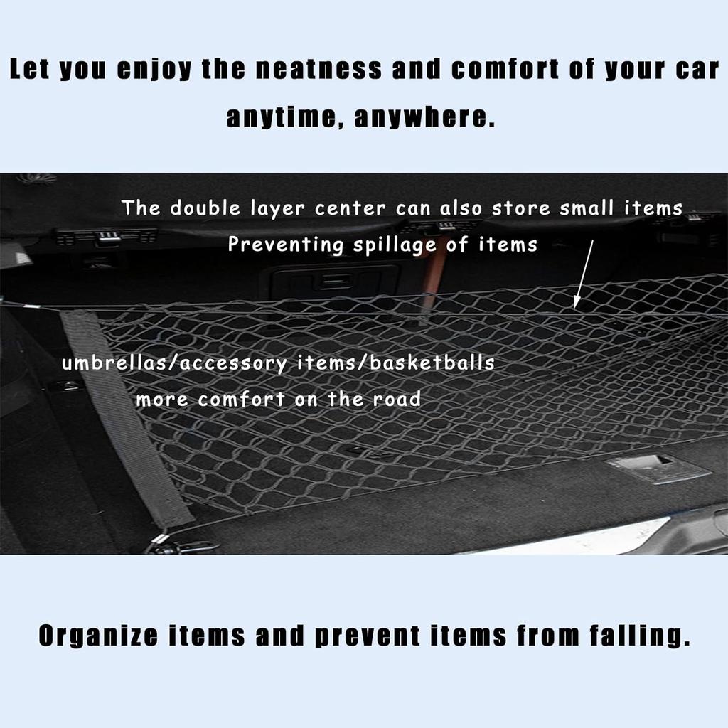 Truck Bed Cargo Net Nylon Universal Heavy Duty Truck Storage Mesh Pouch Pickup Cargo Organizer Trunk Mesh Cargo Net (51X18 Inch)