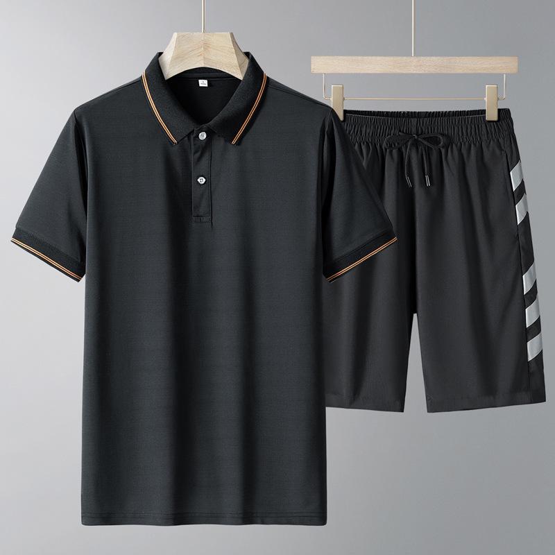 Men's Ice Silk Quick-Dry Polo & Shorts Set - Casual Summer Sportswear