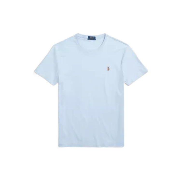 

Polo Ralph Lauren SS22 Однотонная футболка с вышивкой, круглым вырезом и короткими рукавами, мужская, топы, синяя MNPOTSH1N820290-400