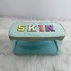 Low MOQ Stock MONOGRAM CLEAR Women Girls COSMETIC BAG CUTE Zip POUCH Make up Bag WITH GLITTER LETTER Decoration