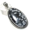 Natural Snowflake Obsidian 925 Sterling Silver Jewelry Pendant 2.25" z3E48
