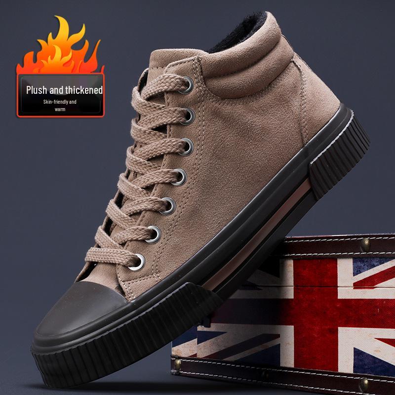 Herren Winter High Top Warme Samt Schnür Baumwollschuhe - Vielseitig, Bequem, Einfarbige