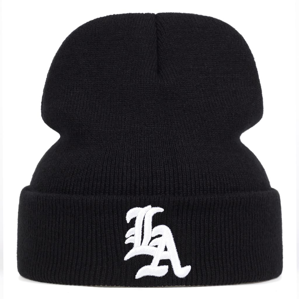 Gothic Letter Embroidered Knitted Hat Fashion Street Hip Hop Men Hats Autumn and Winter Outdoor Cold Cap Wool Caps