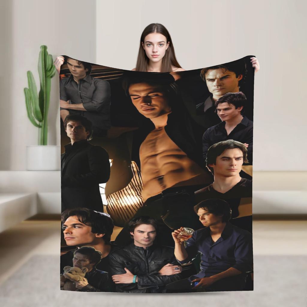 Soft Warm Blanket Decorative The Vampire Diaries Bedding Throws Flannel Bedspread For Couch Bed Pattern Sofa Bed Cover