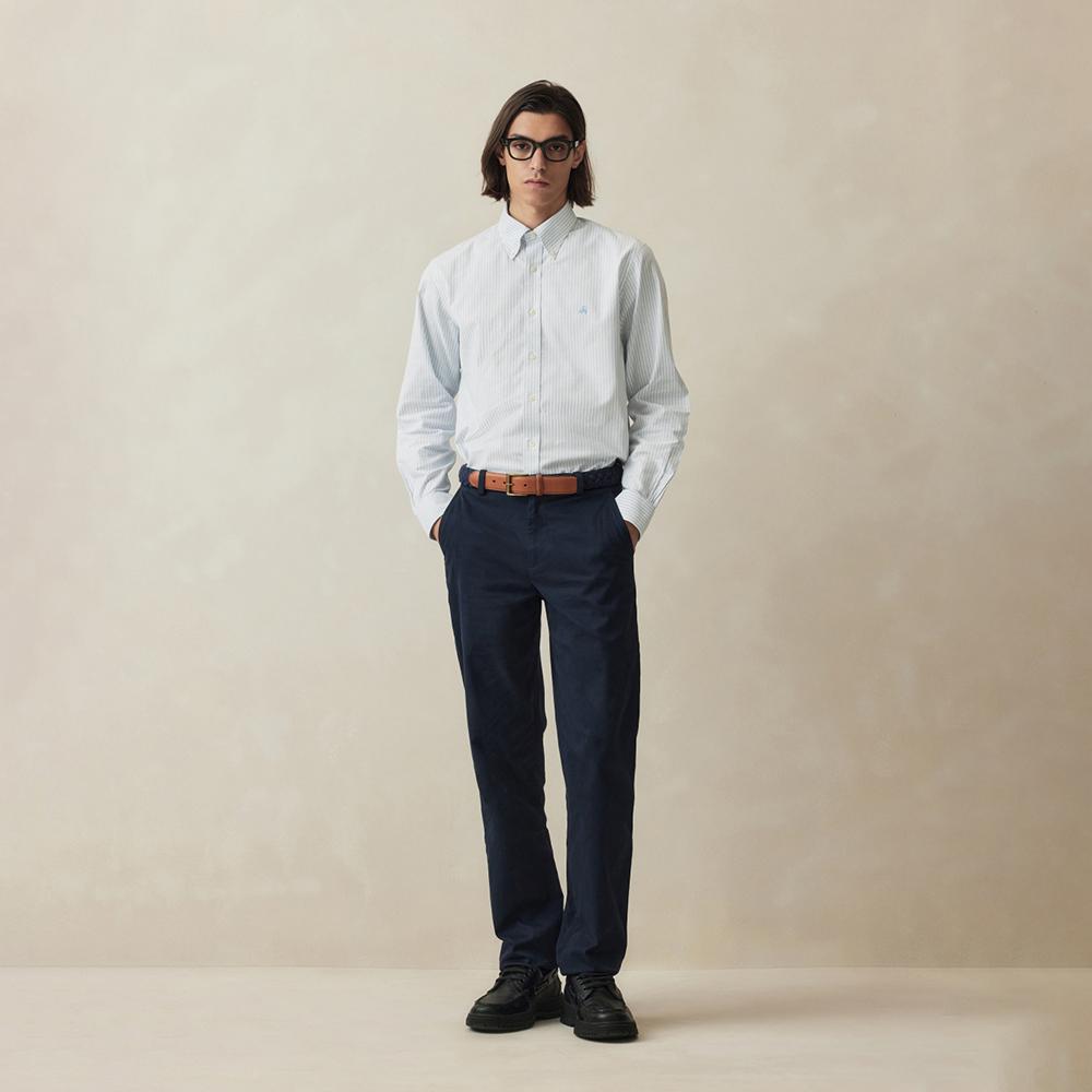 BROOKS BROTHERS Regular Fit Non-Iron Oxford Bengal Stripe Shirt (Light Blue) (Bbthmf9968L)