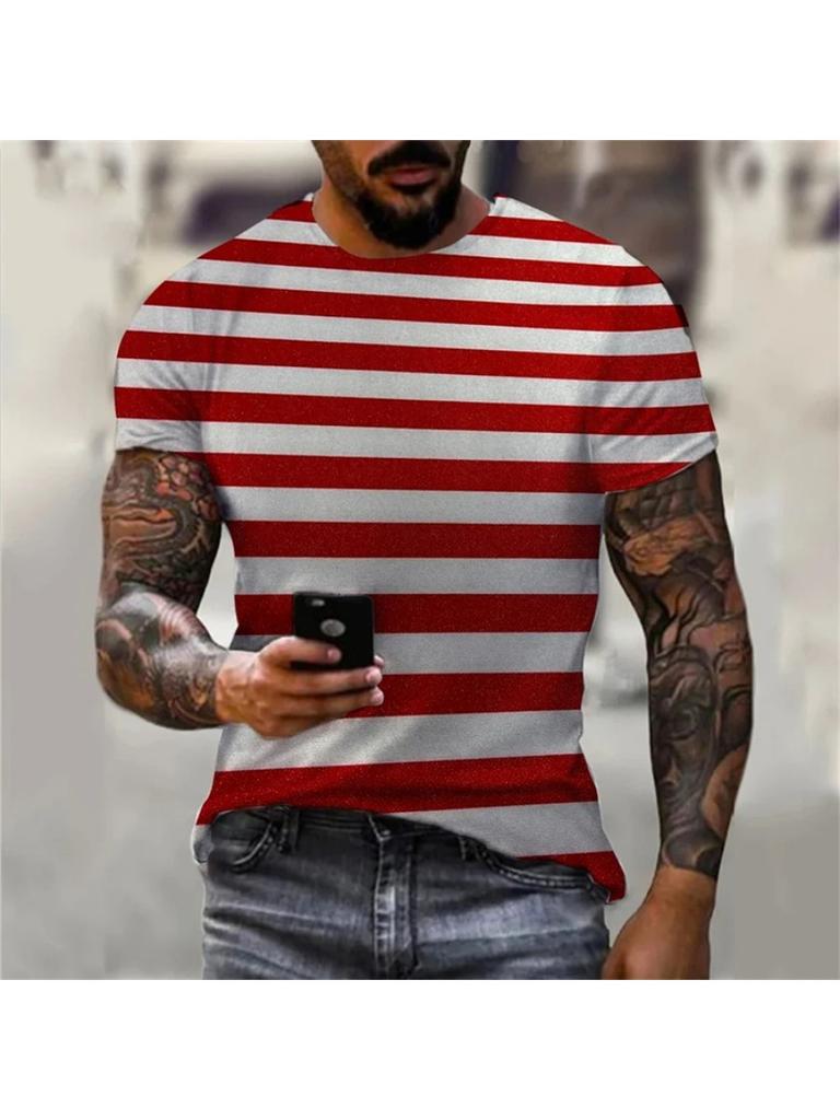 3D Printed Street Hip Hop Men Women Stripe Print T-Shirt Daily Casual Oversized Sportswear Gym Tops Ropa Hombre Summer Short Sleeve Tees