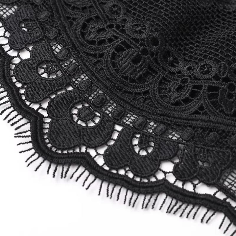 DIMANAF 2026 Neues Weste-T-Shirt Damen Spitze Rundhalsausschnitt Ausgeschnitten Sommerstil Basic Tops T-Shirts Lockere Weste