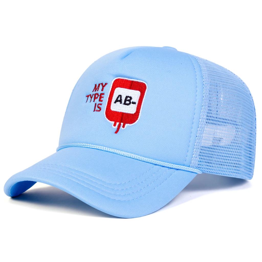 Unisex MY TYPE IS AB Letter Embroidery Baseball Net Caps Spring Summer Outdoor Sunscreen Hat Adjustable Casual Hats Sports Cap