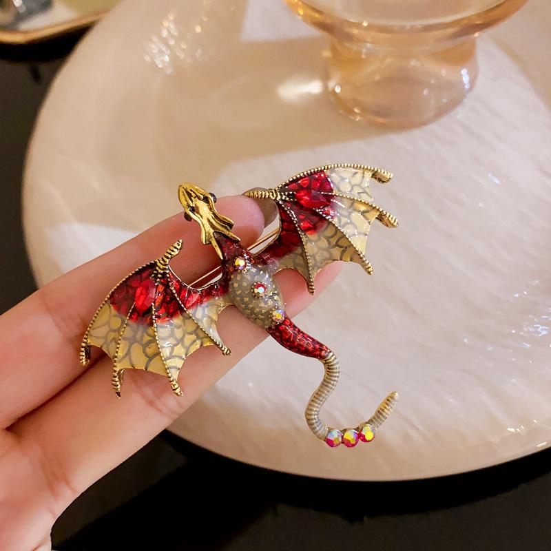 Accessories Retro Drip Oil Zodiac Dragon Feilong Brooch Men'S Suit Coat Pin
