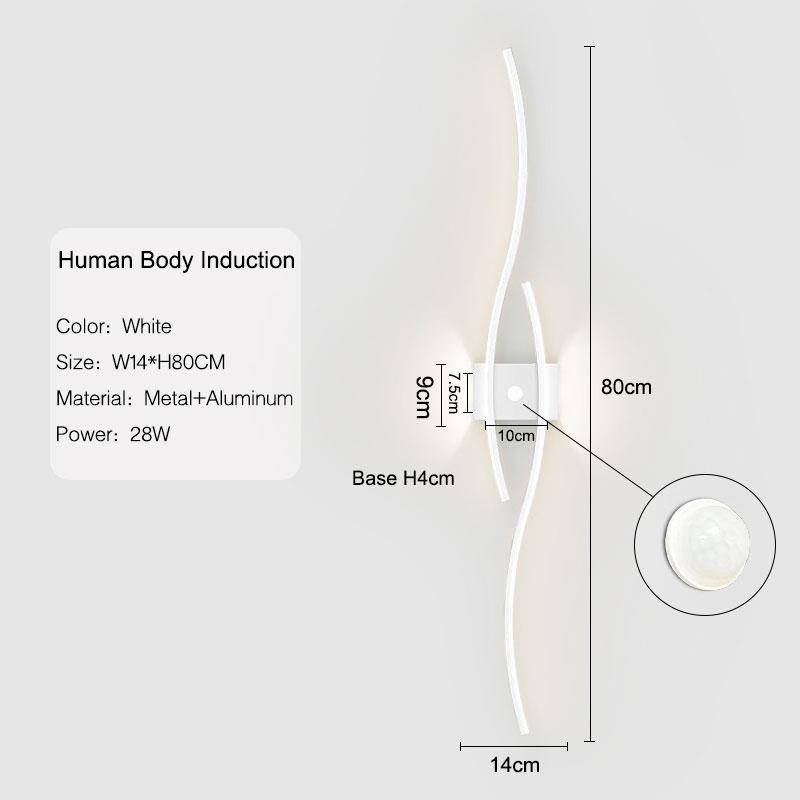 Human body Sensor LED Wall Light For Living Room Bedside TV Background Up&Down Black Gold White Wall Lamp Indoor Wall Lighting