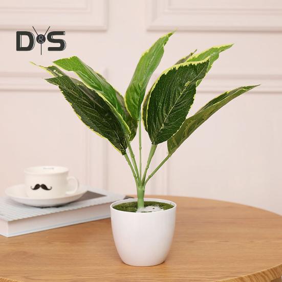 1 Branch Exquisite Workmanship Artificial Green Plant No Water Need Useful 9 Heads Fake Perilla Leaf Artificial Plant Decoration